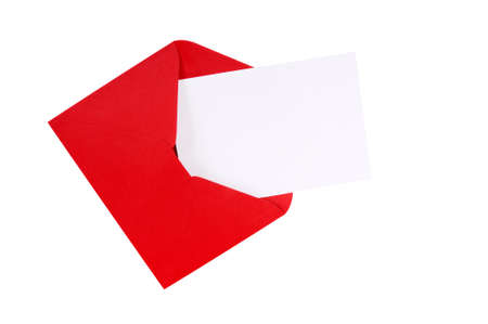 Red envelope with blank white greeting cardの写真素材