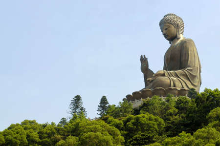 Big Buddha at Po Lin monastery, Lantau Island, Hong Kong.の写真素材