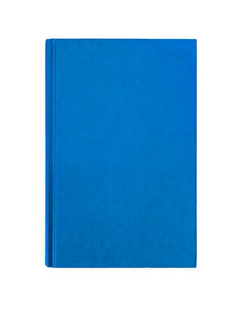 Bright  blue plain hardcover book front cover upright vertical isolated on whiteの写真素材