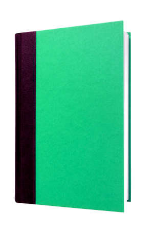 Green hardcover book front cover upright vertical isolated on whiteの写真素材