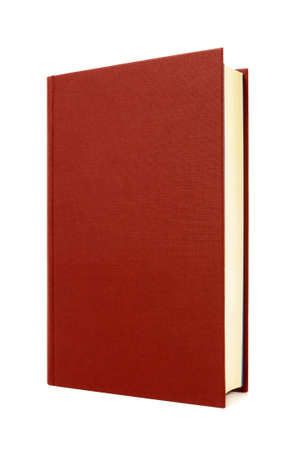 Red hardcover book front cover upright vertical isolated on whiteの写真素材