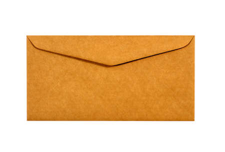 Manila brown paper envelope isolated on white backgroundの写真素材