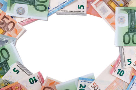 Euro currency bills circle border frameの写真素材