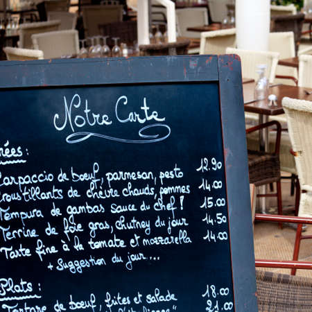 French restaurant Paris France menu board square の写真素材