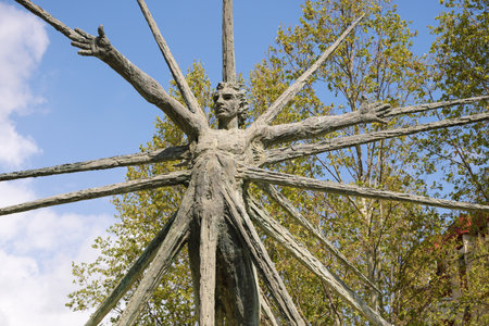 Marbella, Malaga province Andalucia, Spain - March 18, 2019 : modern statue monument to Gabriel Lima...