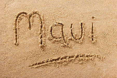 Maui Hawaii hand written beach word travel conceptの写真素材