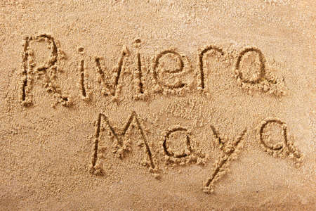 Riviera Maya Mexico hand written beach word travel conceptの写真素材