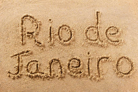 Rio de Janeiro Brazil hand written beach word travel conceptの写真素材