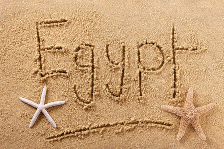 Egypt beach word travel writing conceptの写真素材