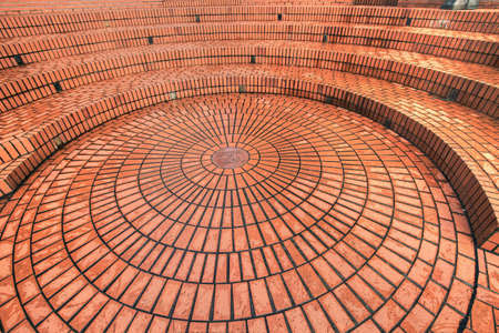 Circular brickwork in Pioneer Courthouse Square Portland Oregonの写真素材