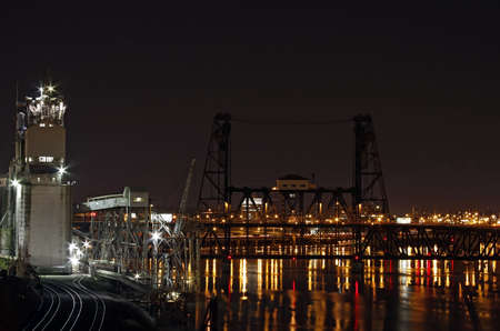 Steel Bridge in Industrial Area of Portland Oregonの写真素材