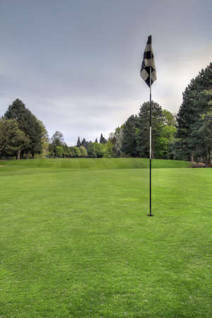 Gold Course Putting Green with Flagstick Hold Markerの写真素材