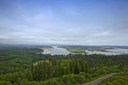 Columbia River Gorge Aerial View in Oregonの写真素材