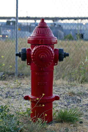 Red Fire Hydrant in New Construction Siteの写真素材