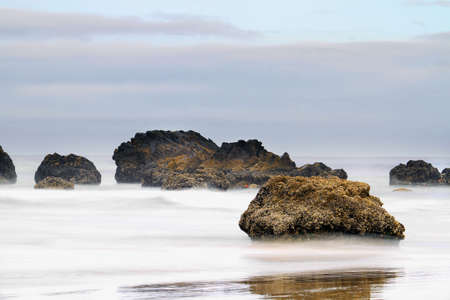 Cannon Beach Early Morning Pacific Ocean Mistの写真素材