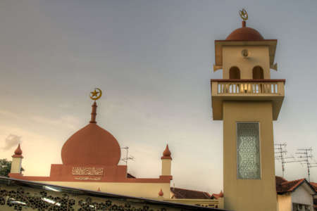 Muslim Mosque Temple in Singapore against Sunset Sky 3の写真素材
