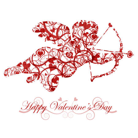 Valentine's Day Cupid with Bow and Heart Arrow Redの写真素材