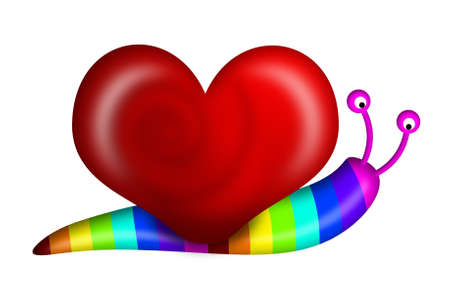 Abstract Snail with Heart Shape Shell and Rainbow Colors Illustrationの写真素材