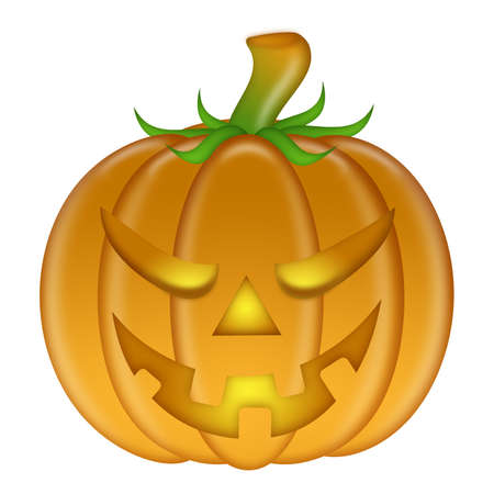 Halloween Carved Pumpkin Isolated on White Background Illustrationの写真素材
