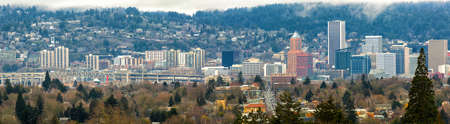 Marquam Bridge Freeway by the City of Portland Oregon Panoramaの写真素材