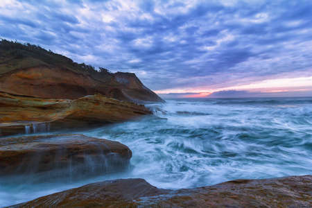 Pacific Ocean view at Cape Kiwanda Oregon Coast during sunsetの写真素材
