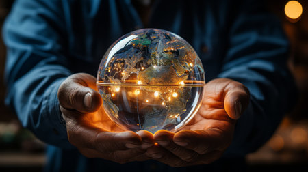 Planet Earth in Hands of Man. Environmental Stewardship Conceptの素材