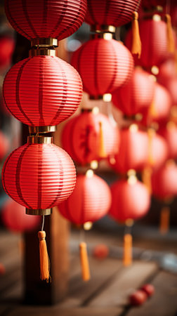 Chinese Red Lantern. Symbolizing Happiness in Chinese New Yearの素材