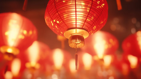 Chinese Red Lantern. Symbolizing Happiness in Chinese New Yearの素材