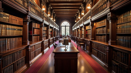 Law Library. Rows of Books and Legal References in a Law Firmの素材