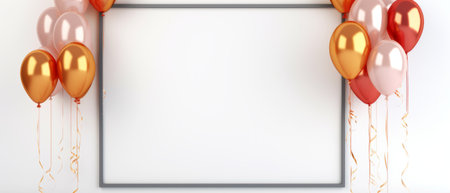 Mock up white background frame with balloonsの素材