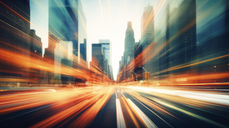 Urban Symphony in Motion. Abstract Defocused Cityscape Capturing the Pulse of Rush Hour Speedの素材