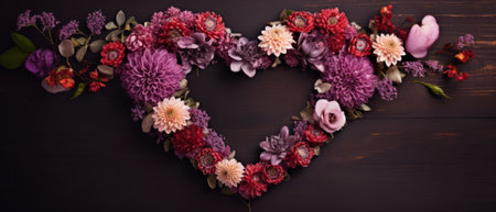 Heart Crafted from Flowers with Copy Space. Blooming Affectionの素材