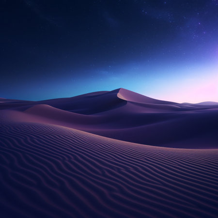 Sand Dunes Against the Night Sky in the Tranquil Desert Landscapeの素材