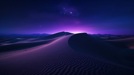 Sand Dunes Against the Night Sky in the Tranquil Desert Landscapeの素材