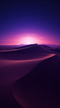 Sand Dunes Against the Night Sky in the Tranquil Desert Landscapeの素材