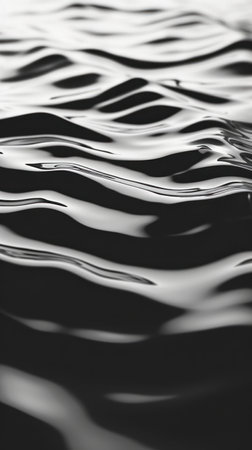 Abstract ripple vibrations on water in monotone, creating a visually dynamic effectの素材
