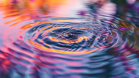 Abstract ripple vibrations on water in colorful, creating a visually dynamic effectの素材