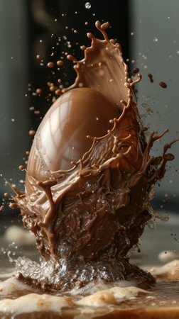 Dynamic chocolate splash with cocoa powderの素材