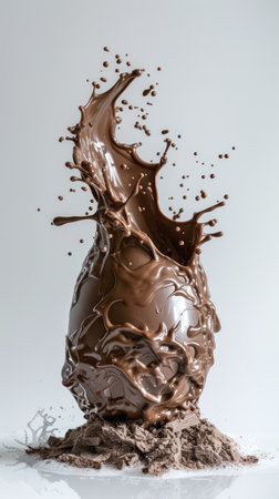 Dynamic chocolate splash with cocoa powderの素材