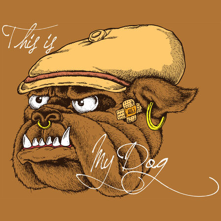 illustration of a dog gangster styleのイラスト素材