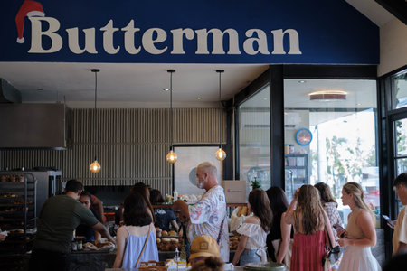 People waiting in line inside a cafe in Canggu, Bali