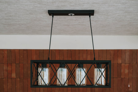 Industrial Pendant Lights Hanging in Blurred Background