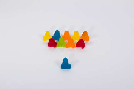 A group pf young jelly babies in a yoga class.の写真素材
