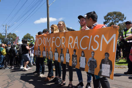 MELTON, VICTORIA/AUSTRALIA - NOVEMBER 2015: Anti Racism protesters violently clashed with reclaim...