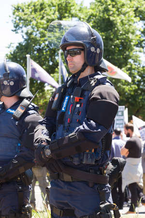 MELTON, VICTORIA/AUSTRALIA - NOVEMBER 2015: Anti Racism protesters violently clashed with reclaim...