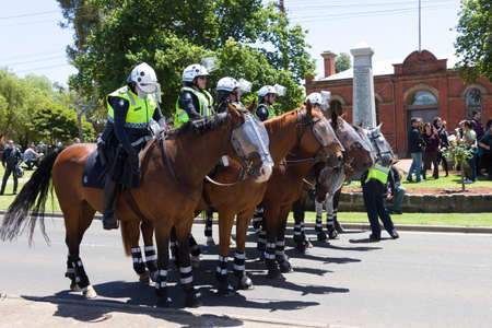 MELTON, VICTORIA/AUSTRALIA - NOVEMBER 2015: Anti Racism protesters violently clashed with reclaim australia groups rallying agsint Mulsim immigration.のeditorial素材