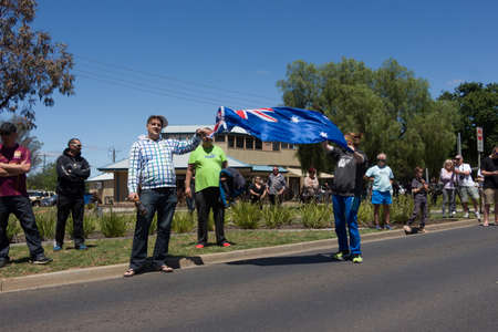 MELTON, VICTORIA/AUSTRALIA - NOVEMBER 2015: Anti Racism protesters violently clashed with reclaim australia groups rallying agsint Mulsim immigration.のeditorial素材
