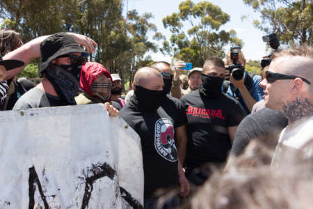 MELTON, VICTORIA/AUSTRALIA - NOVEMBER 2015: Anti Racism protesters violently clashed with reclaim...