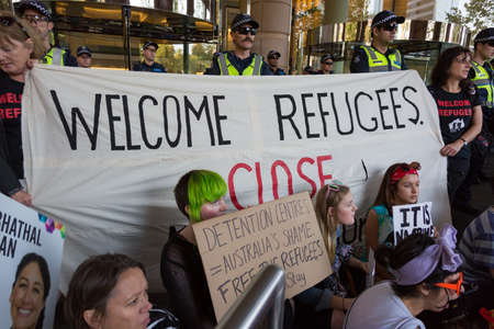 MELBOURNEAUSTRALIA - FEBRUARY 4: Refugee activists along with the Socialist Alliance and University...