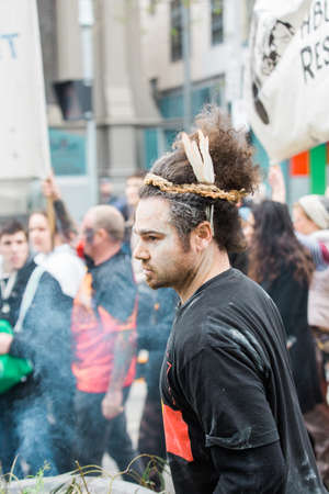 MELBOURNE/AUSTRALIA - 30 JULY , 2016: Protesters rally against the torture and detention of indigious childtren in the Northern Territory. The rally was held outside the State Library.のeditorial素材